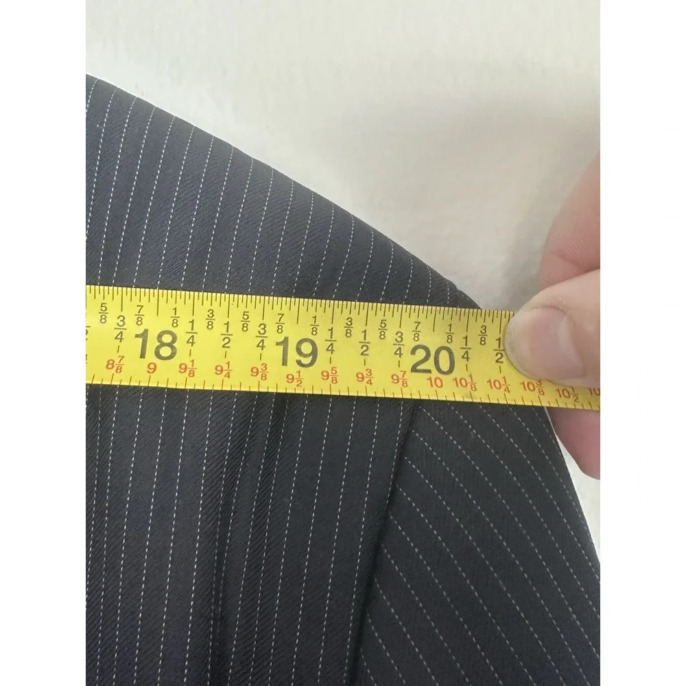 Lauren‎ Ralph Lauren 100% Wool Jacket Mens 48R Navy Pinstripe Blazer Sport Coat